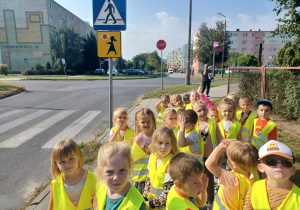 Dzieci na tle znaków drogowych