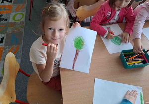 Dzieci wykonują portrety drzew