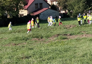 Dzieci sprzątają teren zielony