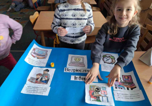 Dzieci wykonują plakat na temat bezpieczeństwa w Internecie