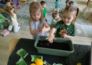 Dziewczynki sieją nasiona