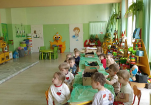 Dzieci słuchają uważnie Pani florystki