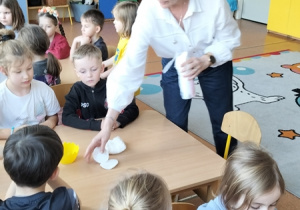 Dzieci wysiewają nasionka rzeżuchy