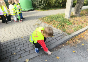 Dziecko zbiera odpady.