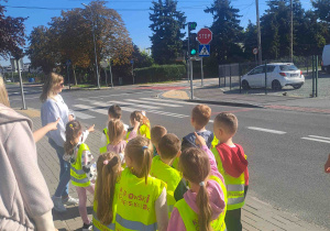 Dzieci wskazują i nazywają znane im znaki drogowe