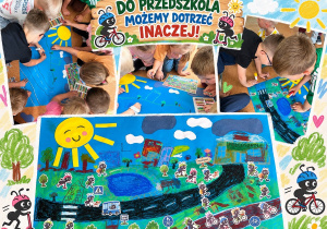 zdjęcia pracujących dzieci podczas tworzenia pracy plastycznej