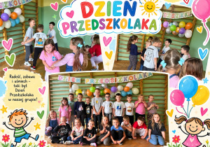 Graficznie przedstawiony plakat w postaci wszystkich nizej zamieszczonych zdjęć na których dzieci bawią się z okazji ich święta