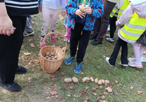 Dzieci na pikniku biorą udział w zabawach