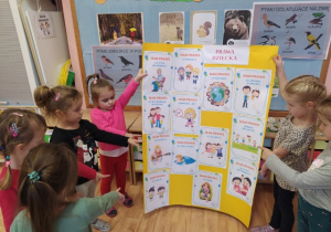 Dzieci prezentują swoje prawa na wykonanym wspólnie plakacie